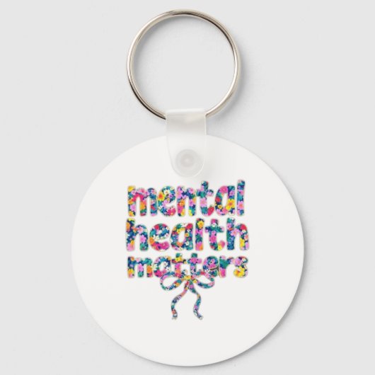 Porte-clés 🌸 La santé mentale, ça compte Design floral (Recto)