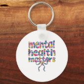 Porte-clés 🌸 La santé mentale, ça compte Design floral (Recto)