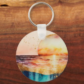 Porte-clés La série de plage à l'aquarelle Design 3 (Recto)