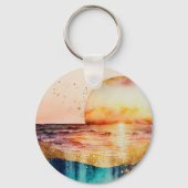 Porte-clés La série de plage à l'aquarelle Design 3 (Verso)