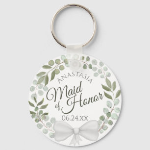 Porte-clés La servante d'honneur Rustique Eucalyptus Mariage 