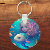 Porte-clés La sirène nage avec les poissons (Recto)