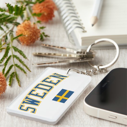 Porte-clés La Suède + Drapeau (Devant droit)