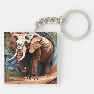 Porte-clés La tante de l'éléphant dans des tons terreux de pa