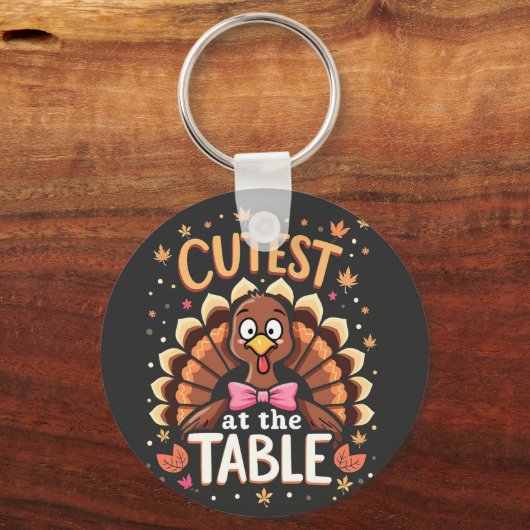 Porte-clés La Turquie à la table drôle Thanksgiving (Recto)