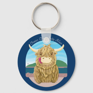 Porte-clés La vache écossaise Highland aux cheveux salés