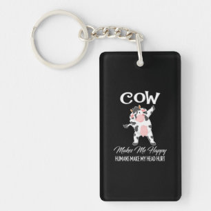 Porte-clés La vache me rend heureux, les humains me font mal