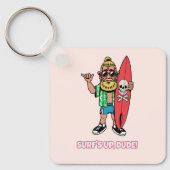 Porte-clés La vague est à toi, mec ! Surfeur barbu de dessin (Recto)