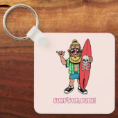 Porte-clés La vague est à toi, mec ! Surfeur barbu de dessin (Recto)