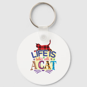 Porte-clés La Vie Cat Art Est Meilleure Avec Un Chat