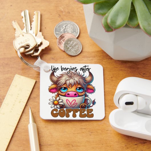 Porte-clés La vie commence après le café (Bureau)
