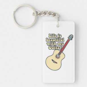 Porte-clés La vie est belle avec ma guitare.