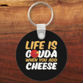 Porte-clés La vie est Gouda Funny Cheese Puns (Recto)