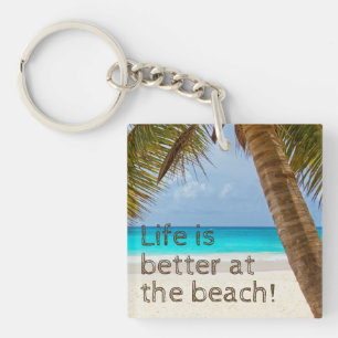Porte-clés La vie est meilleure à la plage Palmier