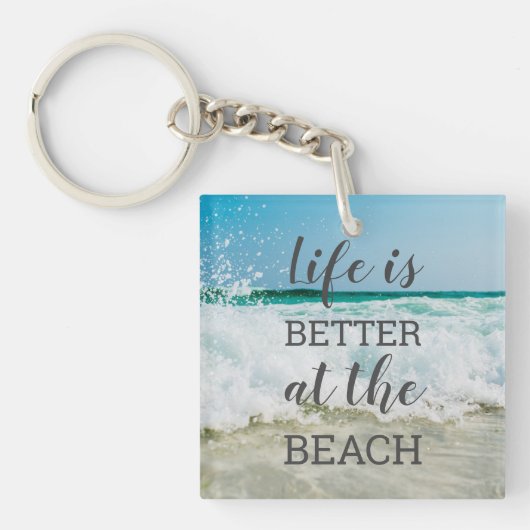 Porte-clés La vie est meilleure à la plage Typographie photo (Devant)