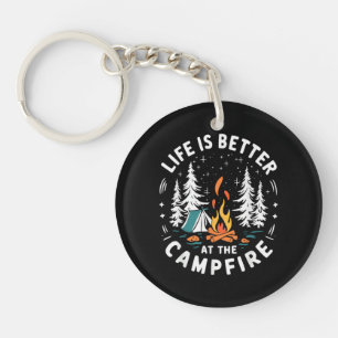 Porte-clés La vie est meilleure au feu de camp drôle de campi