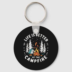 Porte-clés La vie est meilleure au feu de camp drôle de campi