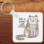 Porte-clés La Vie Est Meilleure Avec Les Chats Doodle (Recto)