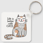 Porte-clés La Vie Est Meilleure Avec Les Chats Doodle (Dos)