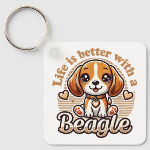 Porte-clés La vie est meilleure avec un Beagle - Adorable Bea