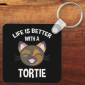 Porte-clés La Vie Est Meilleure Avec Une Tortie (Verso)
