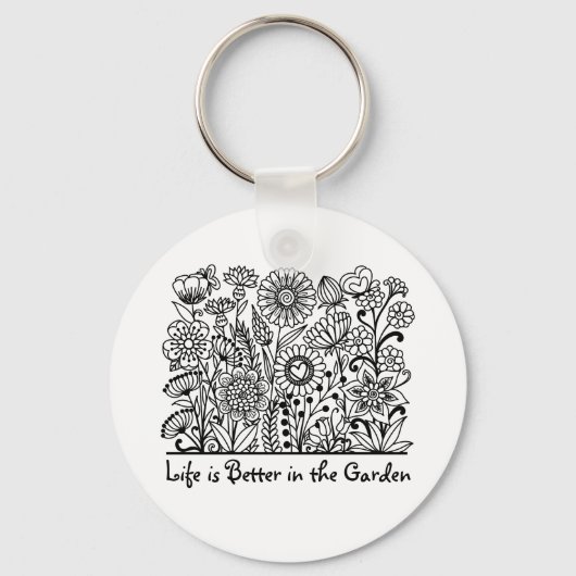 Porte-clés La vie est meilleure dans l'impression florale du (Recto)