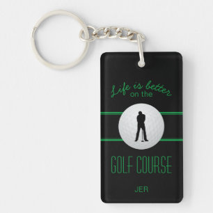 Porte-clés La vie est meilleure golfeur monogramme noir vert 