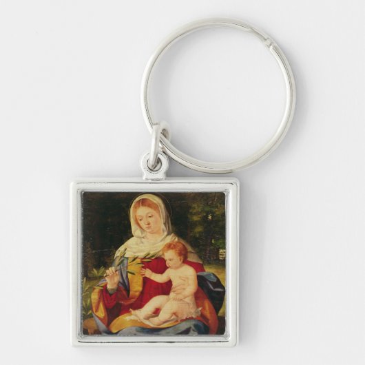 Porte-clés La Vierge et l'enfant avec une pousse d'olive (Devant)
