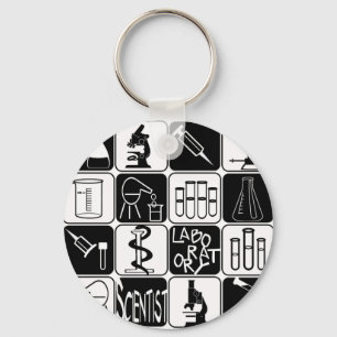 PORTE-CLÉS LABORATORY SCIENTIST SYMBOLS AND TOOLS