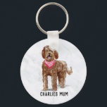 Porte-clés Labradoodle Chien Mum Bouton Clé<br><div class="desc">Illustration aquarelle d'un chien Doodle/cockapoo sur un arrière - plan effet marbre et personnalisée avec votre propre texte. Parfait pour tout propriétaire ou amoureux de doodle.</div>
