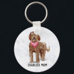 Porte-clés Labradoodle Chien Mum Bouton Clé<br><div class="desc">Illustration aquarelle d'un chien Doodle/cockapoo sur un arrière - plan effet marbre et personnalisée avec votre propre texte. Parfait pour tout propriétaire ou amoureux de doodle.</div>