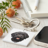 Porte-clés Labradoodle Chien noir (Devant Droit)