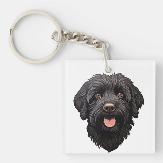 Porte-clés Labradoodle Chien noir (Devant)