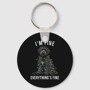 Porte-clés Labradoodle noir Noël Je vais bien Tout va bien