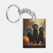 Porte-clés Labrador Chiot Automne Citrouille de plaisir (Devant gauche)