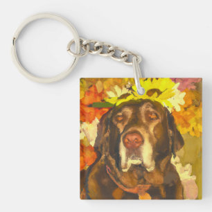 Porte-clés Labrador en fleurs