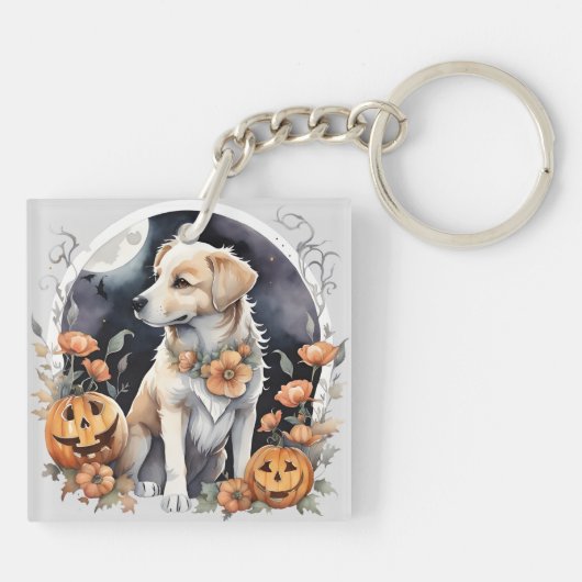 Porte-clés Labrador Halloween Floral Adorable Fall Pet (Dos)