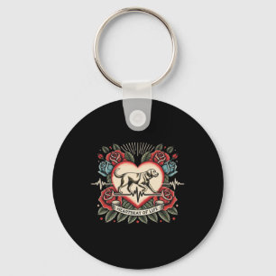 Porte-clés Labrador Heartbeat Tattoo Retro Rose Amoureux des