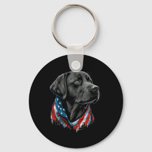 Porte-clés Labrador noir patriotique américain Usa 4 juillet