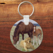 Porte-clés Labrador Retriever avec Porte - clé de chevaux (Recto)