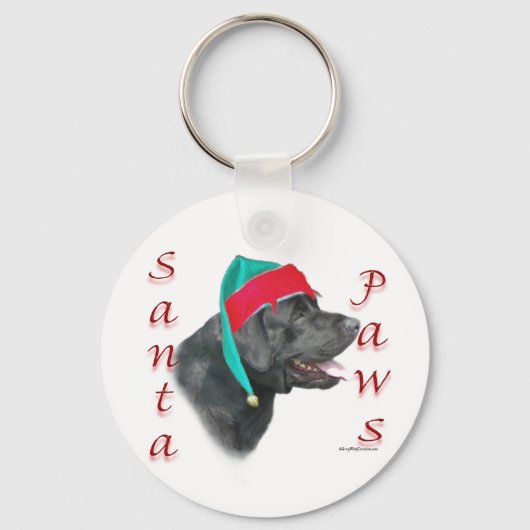 Porte-clés Labrador Retriever (noir) Père Noël Paws (Recto)