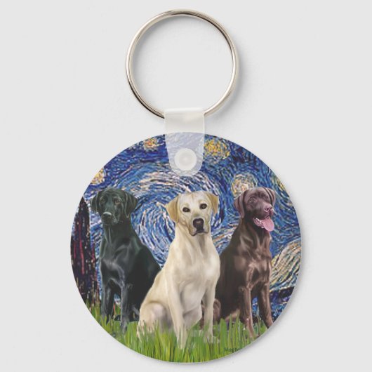 Porte-clés Labradors (3) - Nuit étoilée (Recto)