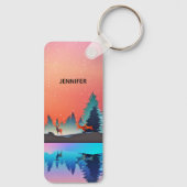 Porte-clés Lac d'hiver pittoresque avec Cerf (Verso)