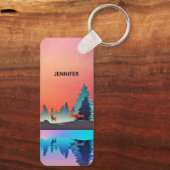 Porte-clés Lac d'hiver pittoresque avec Cerf (Verso)