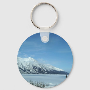 Porte-clés lac et montagnes d'hiver