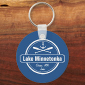 Porte-clés Lac Minnetonka Minnesota ville d'ancrage et nom (Recto)