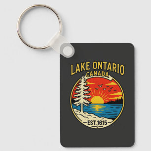 Porte-clés Lac Ontario Pop Art Coucher de soleil Rectangle