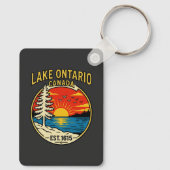 Porte-clés Lac Ontario Pop Art Coucher de soleil Rectangle (Verso)