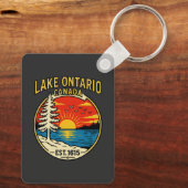 Porte-clés Lac Ontario Pop Art Coucher de soleil Rectangle (Verso)