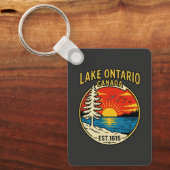 Porte-clés Lac Ontario Pop Art Coucher de soleil Rectangle (Recto)